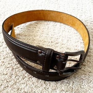 Mens Youth Boys Brown Leather Belt Sz 32 Saddle Everyday Career Formal Dress